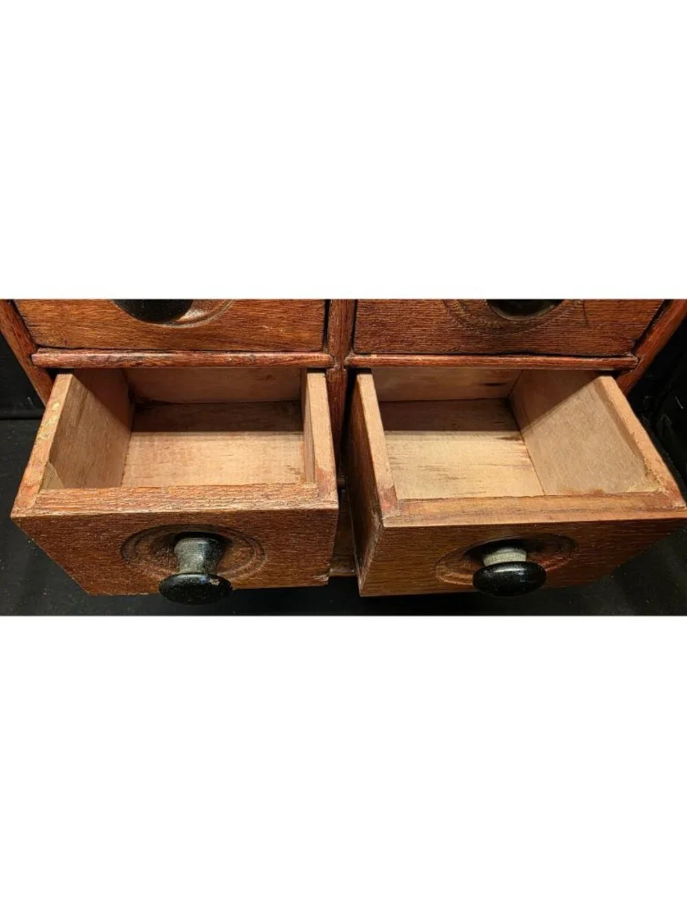 Antique Wood Spice Chest 8 Drawer Apothecary Cabinet Primitive Wall or Tabletop